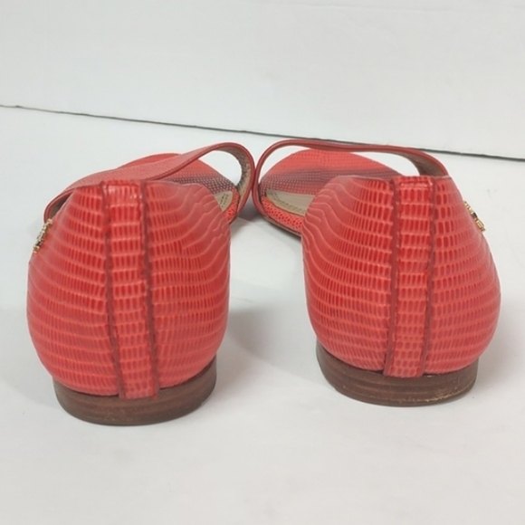 TORY BURCH Savannah Micro Tejus Embossed in Melon Flats Sandals Size 5.5 - Picture 3 of 15